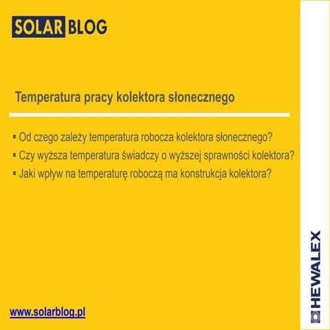 Temperatura pracy kolektora słonecznego