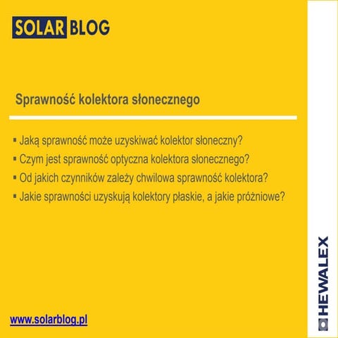 Sprawność kolektora słonecznego