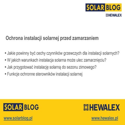 Ochrona instalacji solarnej przed zamarzaniem