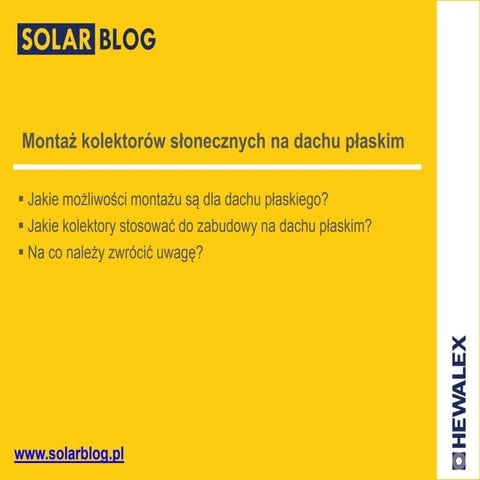 Montaż kolektorów słonecznych na powierzchni poziomej