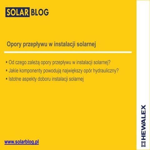 Opory przeplywu w instalacji solarnej