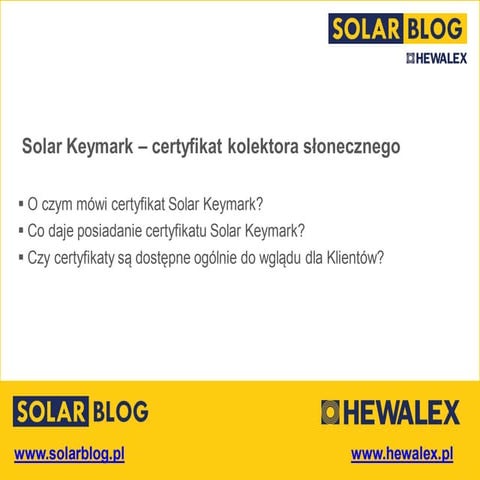 Solar Keymark Certyfikat