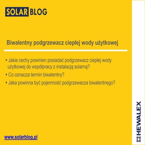 Biwalentny podgrzewacz ciepłej wody użytkowej