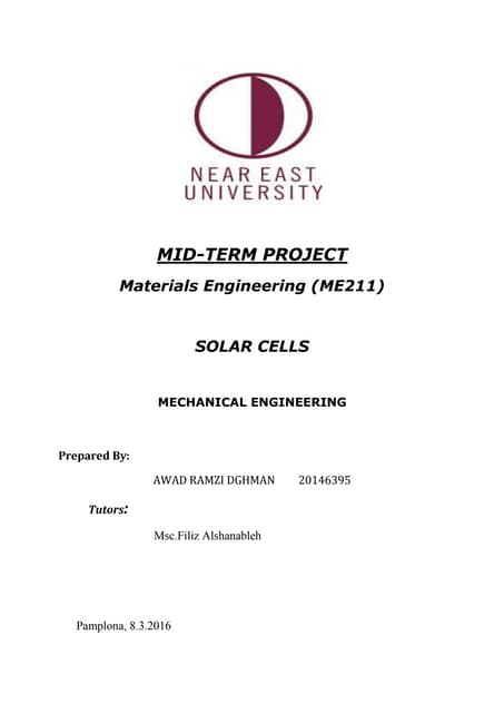 Presentation On Solar Cells Pptx