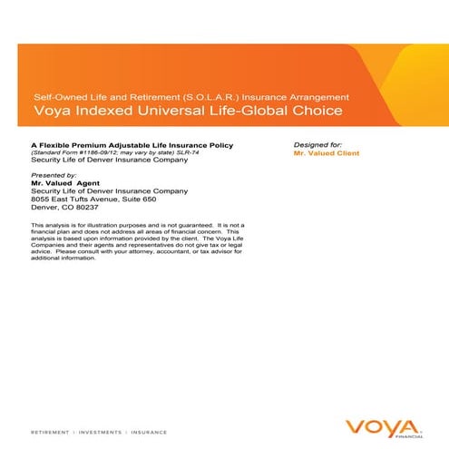 Self-Owned Life & Retirement Insurance Arrangement (S.O.L.A.R.)