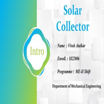 Solar collector PPT by vivek Atalkar