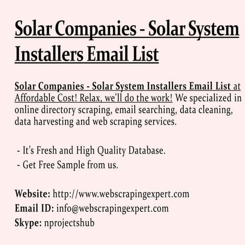 Solar Companies - Solar System Installers Email List | PPTX