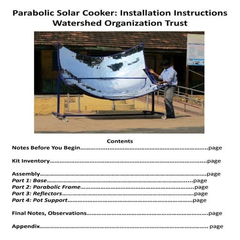 Handbook Copenhagen Solar Panel Cooker | PDF