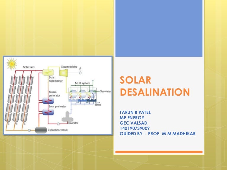 Thermal Solar Desalination Methods and Systems