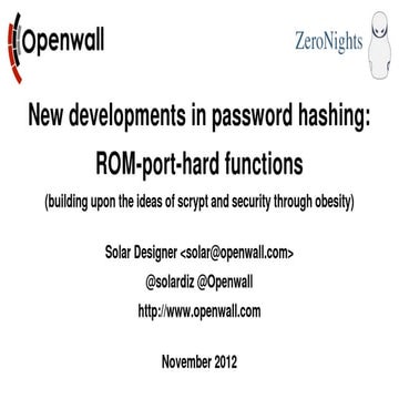 Solar designer   new developments in password hashing