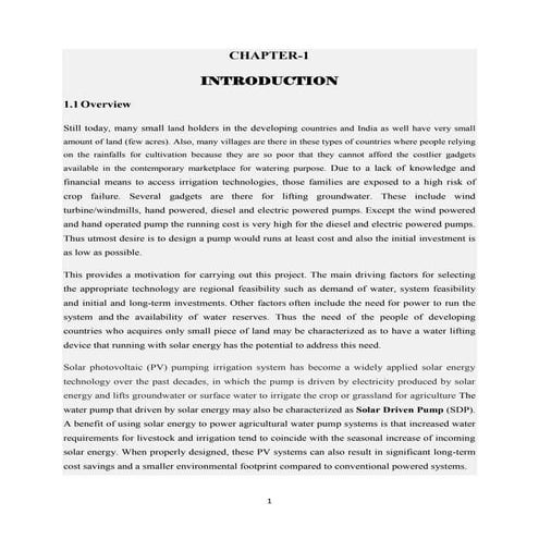 DESIGN AND FABRICATION OF SOLAR POWERED WATER PUMPING SYSTEM WITH AUTO ...