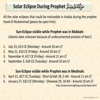 Solar eclipse during Prophet (peace...