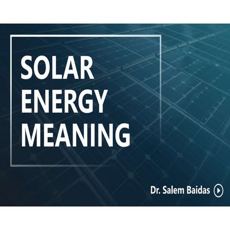 Solar Energy Meaning    