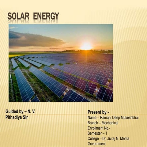 Solar Energy presentation ppt | PPTX