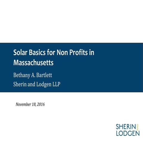 Solar Basics for Non Profits in Massachusetts
