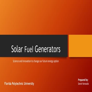 Solar fuel generators