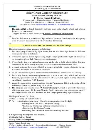 Solar group geometrical structure