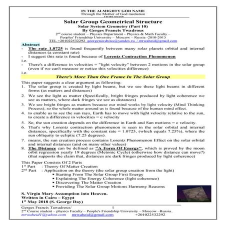 Light Velocity Effect On Solar System Geometry | PDF