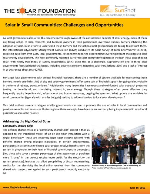 Solar in Small Communities: Challen...
