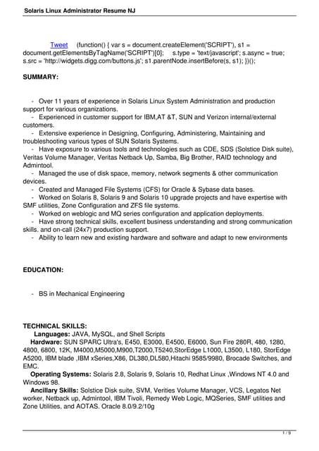 rama linux solaris vmware admin resume