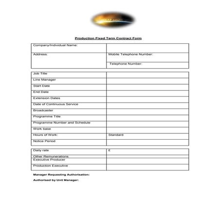 Solar media production fixed term contract form