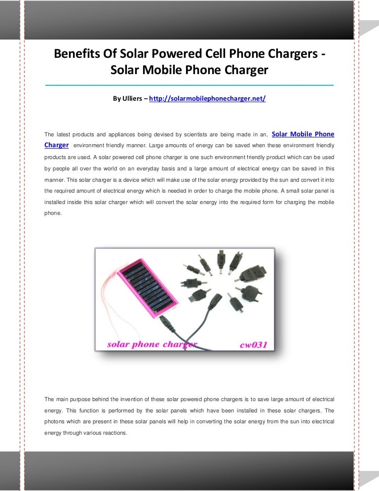 Solar mobile phone charger