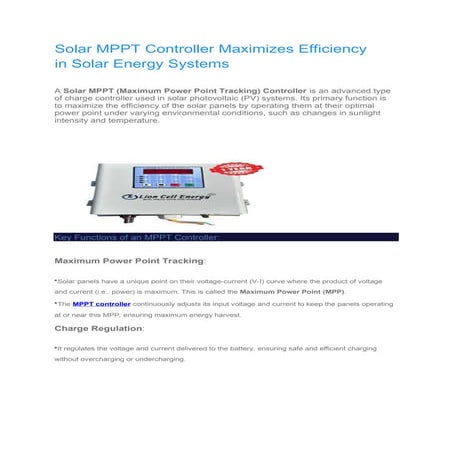 Solar MPPT Controller Maximizes Efficiency in Solar Energy Systems.ppt