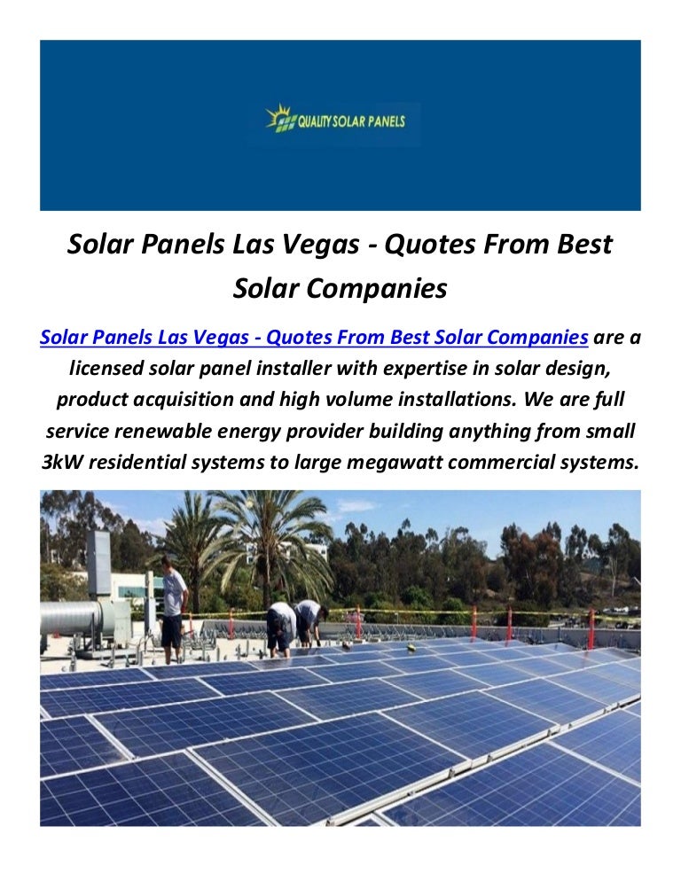 Solar Panels Las Vegas Quotes From Best Solar Companies