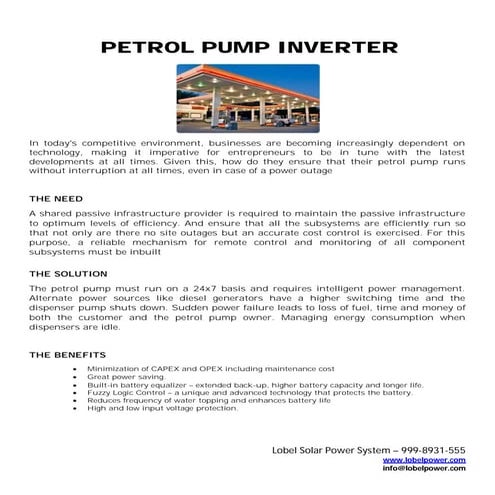 Solar petrol pump proposal