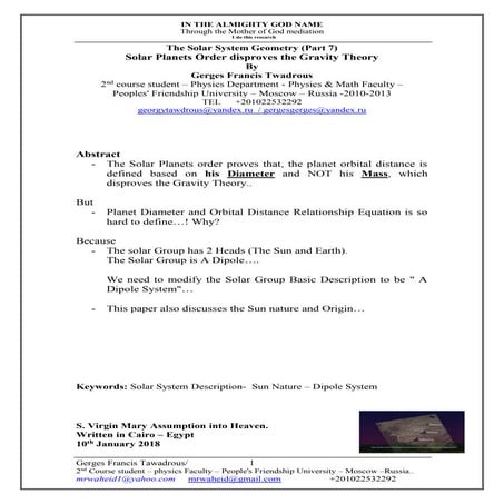 Light Velocity Effect On Solar System Geometry | PDF