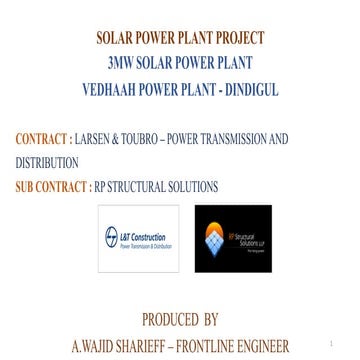 Solar Power Plant At Dindigul