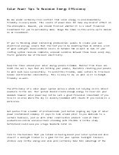 Solar Power Tips To Maximize Energy...