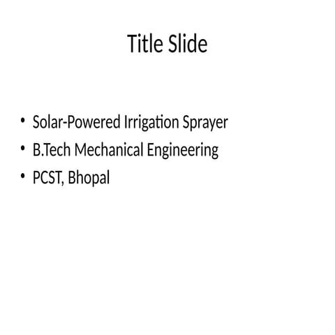 Solar Powered Irrigation Sprayer Presentation Pptx