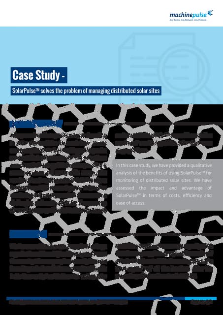SolarPulse solves the problem of managing distributed solar sites