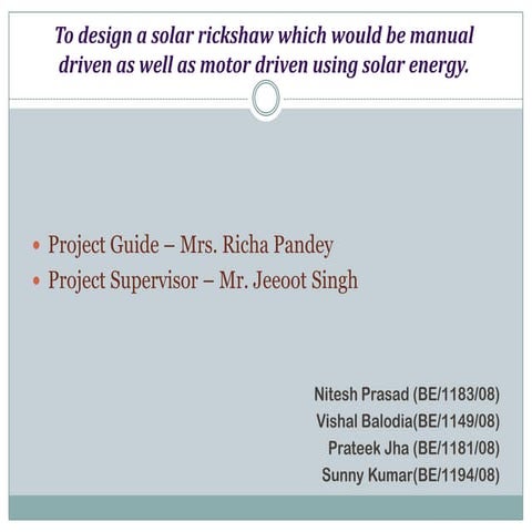 Solar rickshaw | PPTX