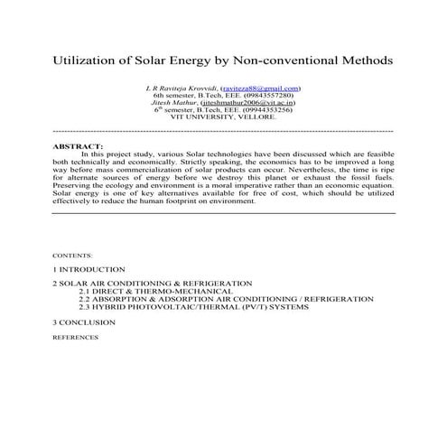utilization of solar energy | PDF