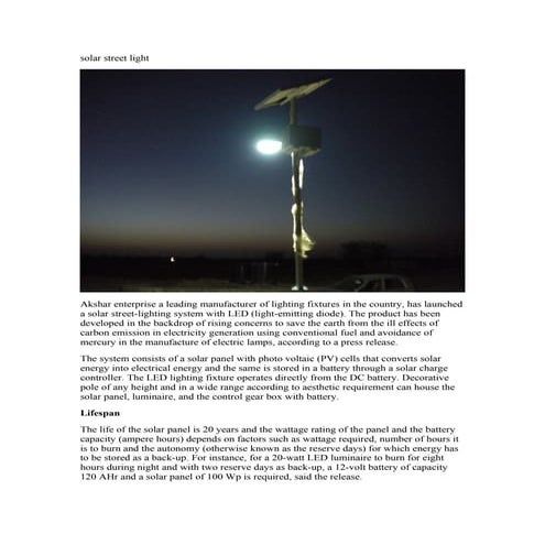 SOLAR LED STREET LIGHT | PPTX