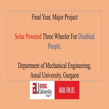 Solar three wheeler for disabled person