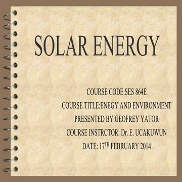 Solar to energy presentation geofrey yator