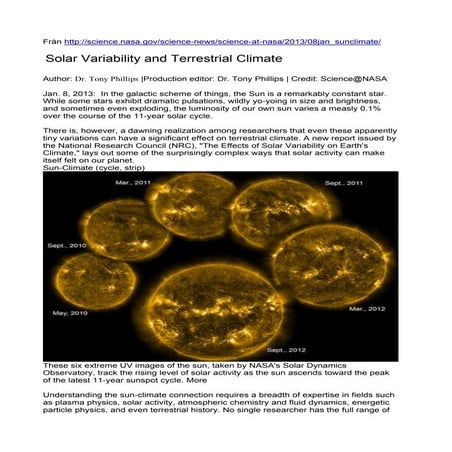 Solar variability terrestrial climate