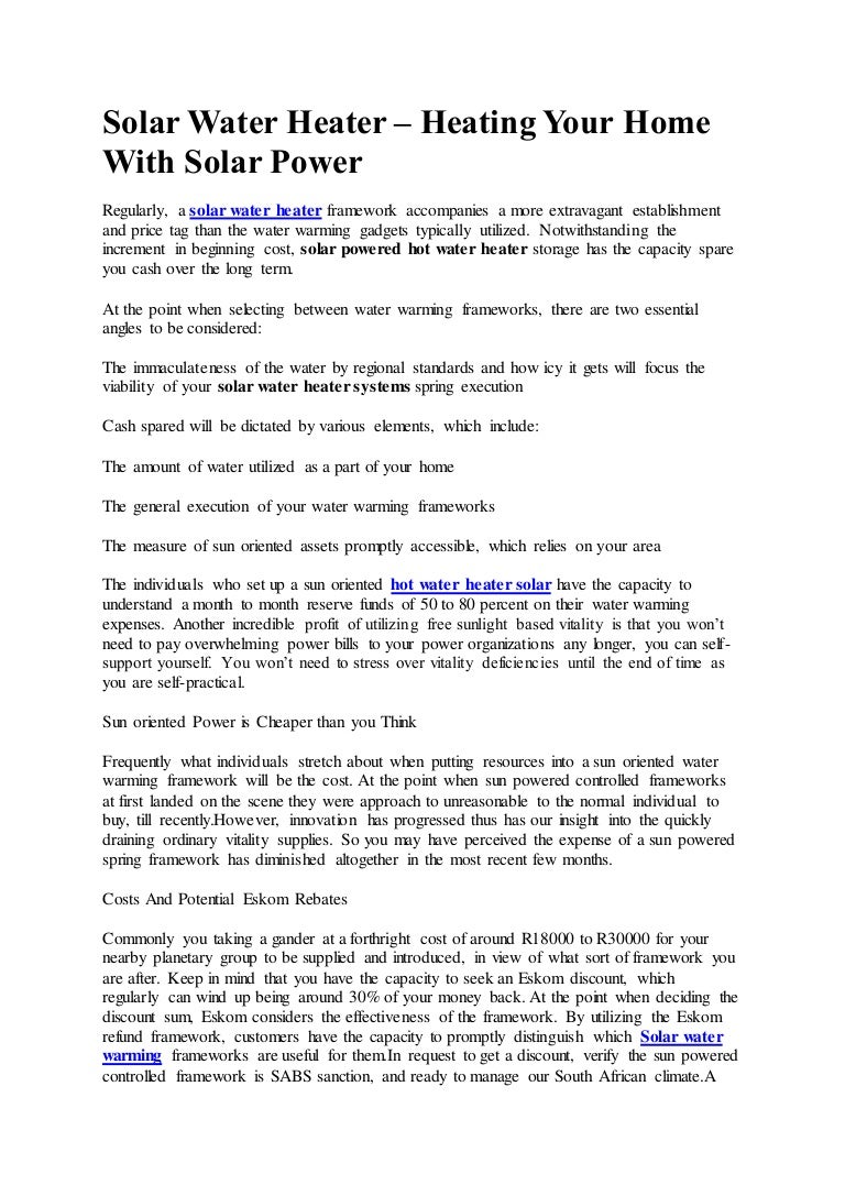 Solar water heater heating your home with solar power