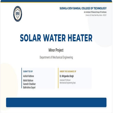 Solar Water Heater | PPTX