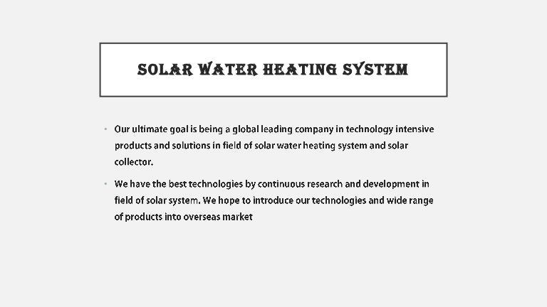 Solar water heating system