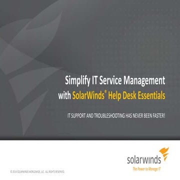 SolarWinds Help Desk Essentials Overview