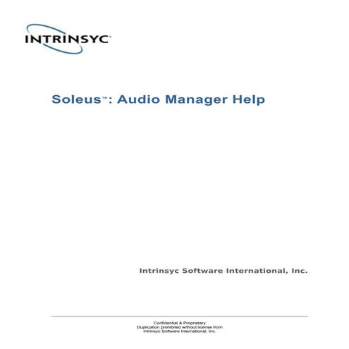 Soleus Audio Manager Help