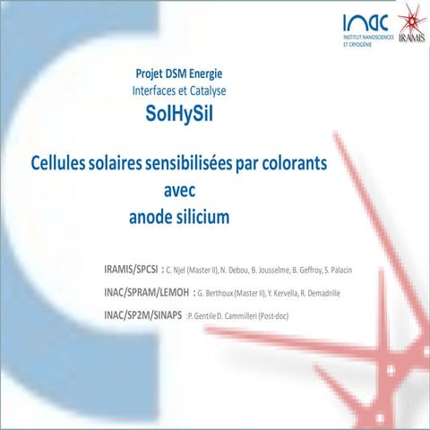 Anode Silicium por cellules à colorants