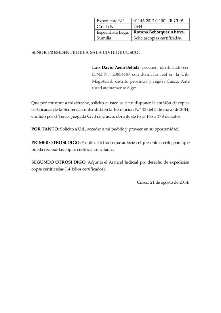 Solicita copias certificadas