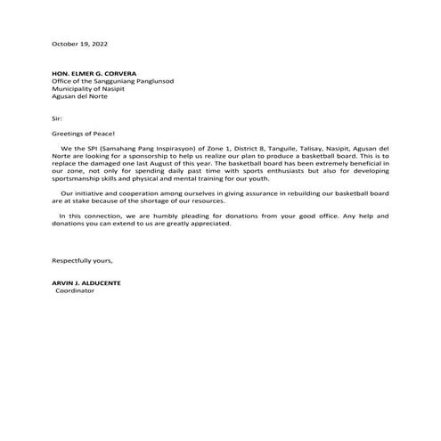 solicitation letter