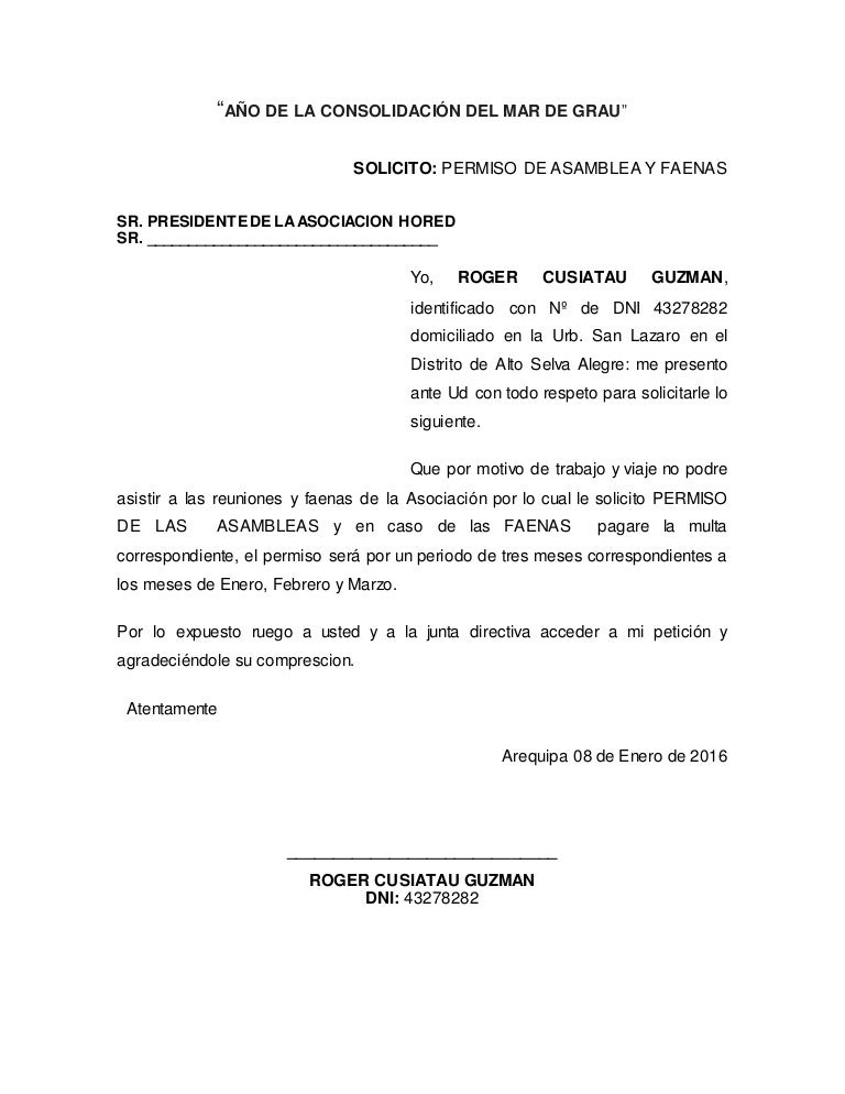 Solicito permiso de asamblea