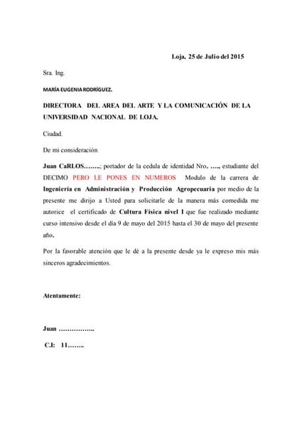 Carta de renuncia a cargo directivo 2019